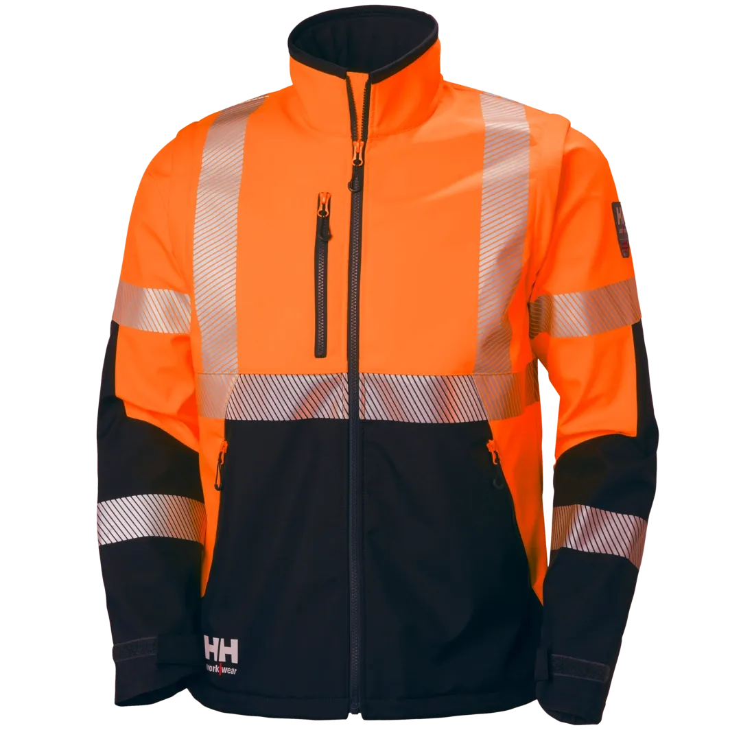 HELLY HANSEN ICU SOFTSHELL JACKET 74272 Hi Vis Reflective Work Jacket MEN Safety Jacket – Windproof